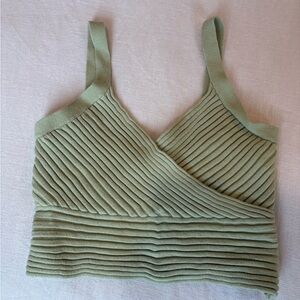 Princess Polly Sage Ribbed Crop Top